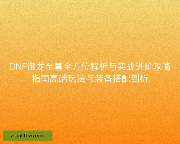 DNF御龙至尊全方位解析与实战进阶攻略指南高端玩法与装备搭配剖析 DNF御龙至尊全方位解析与实战进阶攻略指南高端玩法与装备搭配剖析