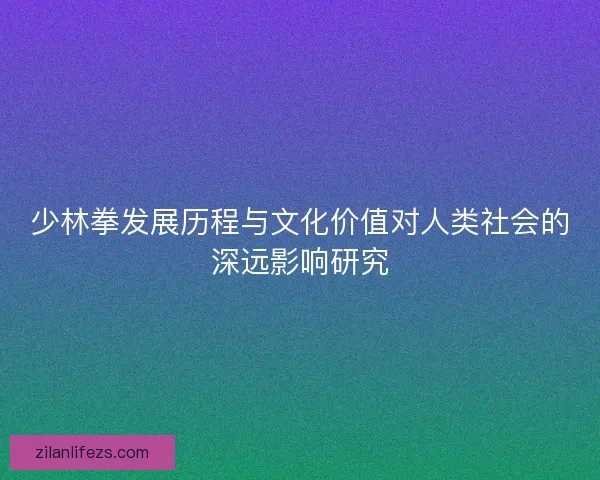 少林拳发展历程与文化价值对人类社会的深远影响研究